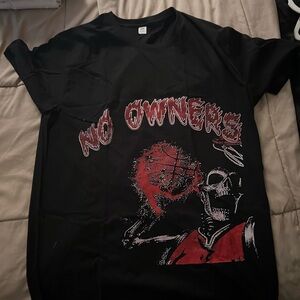 Black Graphic T-Shirt with Red Accents